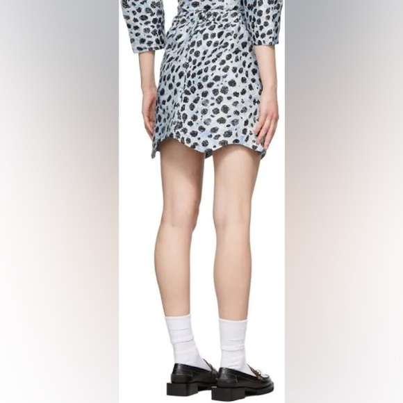 NWT GANNI - Blue & Black Crispy Jacquard Mini Skirt - Picture 3 of 8